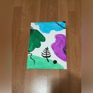 A painting that is abstract and one of a one